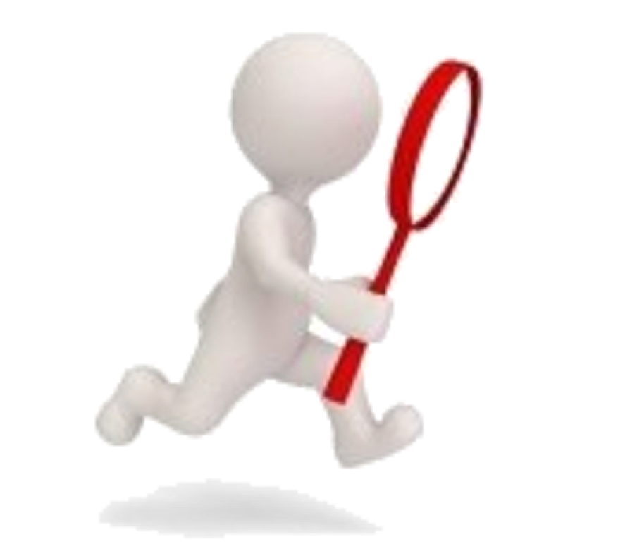 running man with magnifing glass